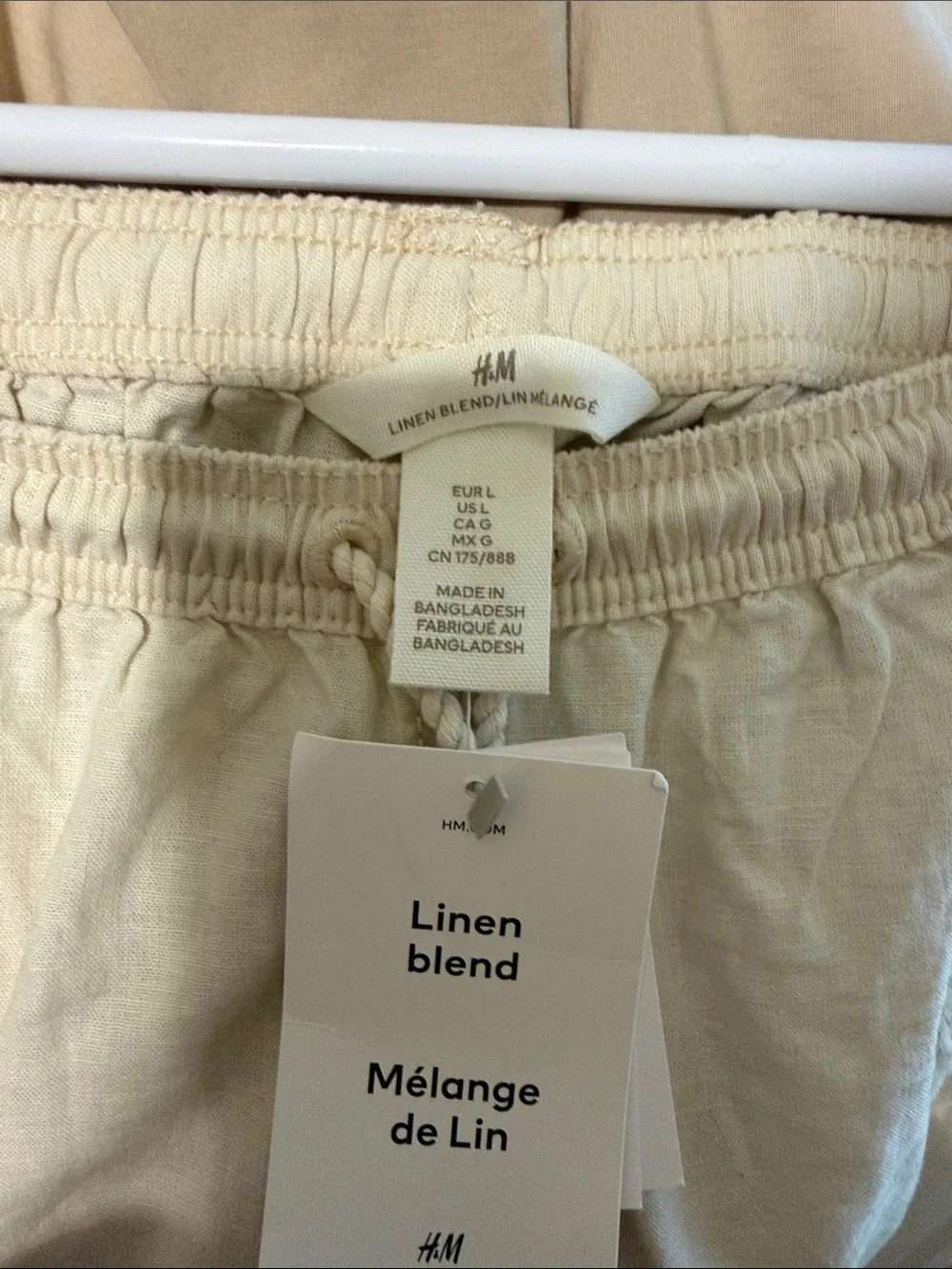 H&M Cream Wide Leg Drawstring Pants